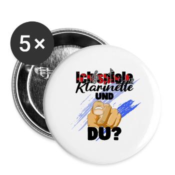 Klarinette spiele Klarinette Klarinettenspieler - Buttons groß 56 mm (5er Pack) - Weiß - Vorne