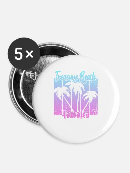Treasure Beach Jamaica - Buttons groß 56 mm (5er Pack) - Weiß