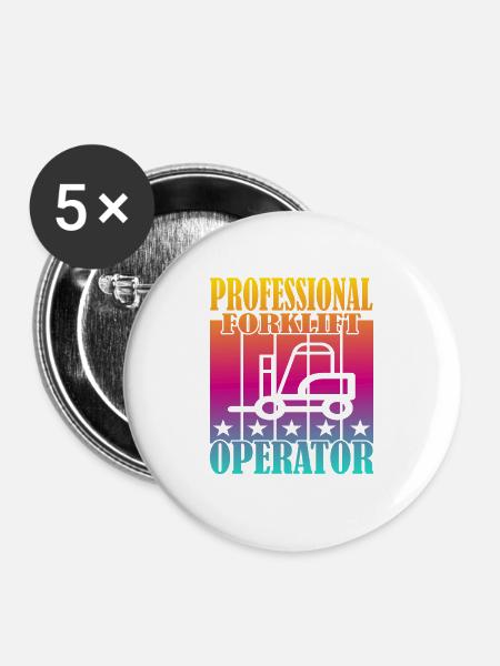 Professional Forklift Operator - Buttons groß 56 mm (5er Pack) - Weiß