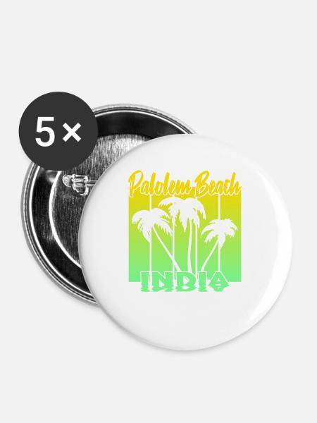 Palolem Beach India - Buttons groß 56 mm (5er Pack) - Weiß