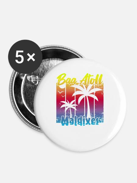 Baa Atoll Maldives - Buttons groß 56 mm (5er Pack) - Weiß