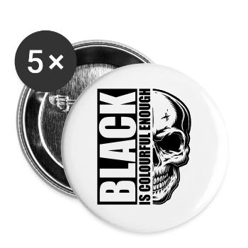 black colourful enough skull | Colors can be changed - Buttons large 2.2''/56 mm (5-pack) - white - Front