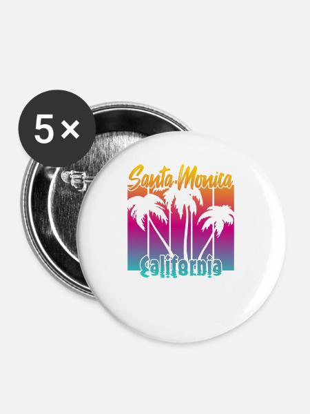 Santa Monica California - Buttons groß 56 mm (5er Pack) - Weiß