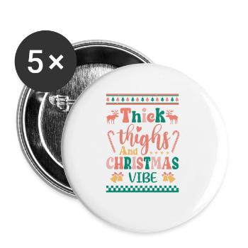 Weihnachten Père Noël Joyeux Noël - Lot de 5 grands badges (56 mm) - blanc - Devant