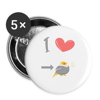 I Love my Chubby Cockatiel - Buttons groß 56 mm (5er Pack) - Weiß - Vorne