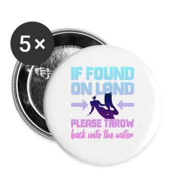 Fun Diver Diving Snorkeling - Buttons large 2.2''/56 mm (5-pack) - white - Front