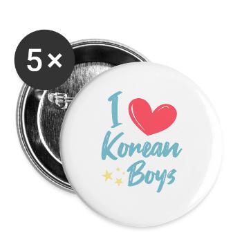 I love Korean boys - Buttons large 2.2''/56 mm (5-pack) - white - Front