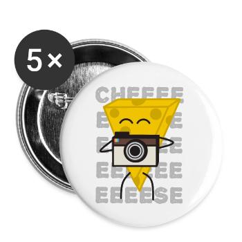 Say Cheese, Photo Cheese - Buttons large 2.2''/56 mm (5-pack) - white - Front