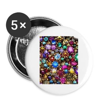 Diamantine dorée - Lot de 5 grands badges (56 mm) - blanc - Devant