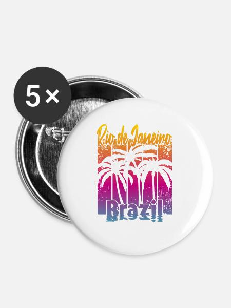 Rio de Janeiro Brazil - Buttons groß 56 mm (5er Pack) - Weiß