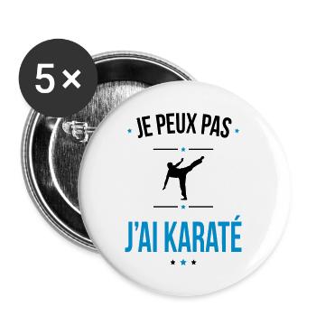 Je peux pas j'ai karaté - Cadeau humour - Lot de 5 grands badges (56 mm) - blanc - Devant
