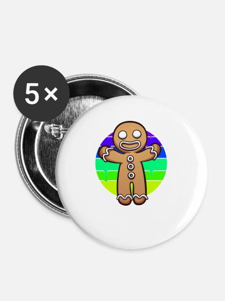 Lebkuchenmann Sonnenuntergang - Buttons groß 56 mm (5er Pack) - Weiß