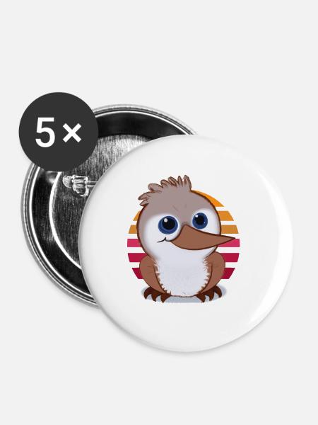 Kookaburra Zeichnung - Buttons groß 56 mm (5er Pack) - Weiß