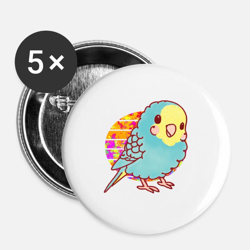Kawaii budgerigar - Buttons large 2.2''/56 mm (5-pack) - white