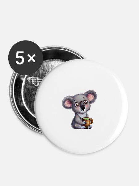 my puns are koala tea - Buttons groß 56 mm (5er Pack) - Weiß