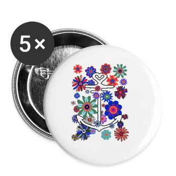 Anchor Hope Flower Power Peace Flowers - Buttons large 2.2''/56 mm (5-pack) - white - Front