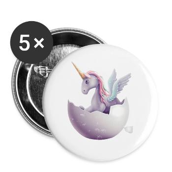 Baby unicorn hatches from egg - Buttons large 2.2''/56 mm (5-pack) - white - Front