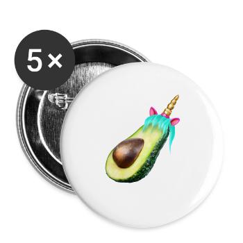 Happy Unicorn Avocado - Buttons large 2.2''/56 mm (5-pack) - white - Front