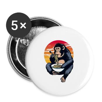 Schimpanse Ramen im Sonnenuntergang - Buttons groß 56 mm (5er Pack) - Weiß - Vorne