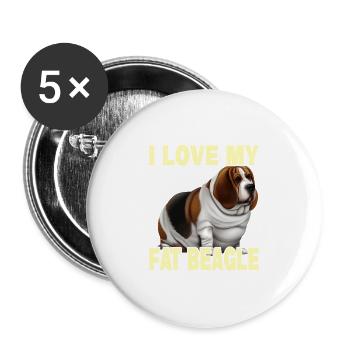 J’aime mon gros beagle - Lot de 5 grands badges (56 mm) - blanc - Devant