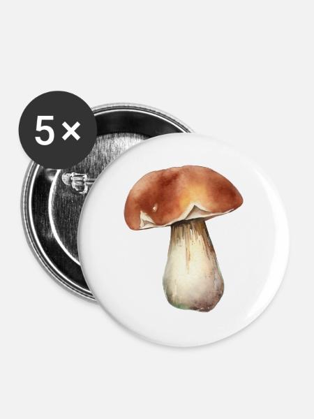Steinpilz - Buttons groß 56 mm (5er Pack) - Weiß