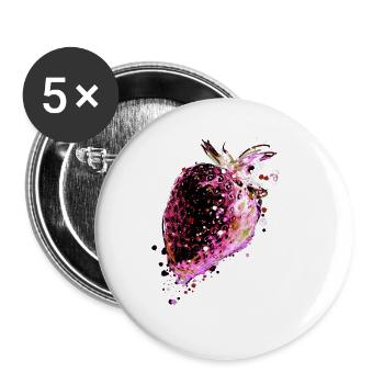 Fraise, rose, popart, œuvre d’art, peinture - Lot de 5 grands badges (56 mm) - blanc - Devant