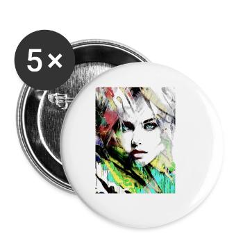 Graffiti, Frau, Malerei,model, Punk - Buttons groß 56 mm (5er Pack) - Weiß - Vorne