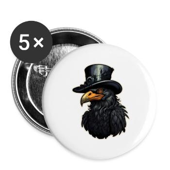 Halloween Bird with Top Hat - Buttons large 2.2''/56 mm (5-pack) - white - Front