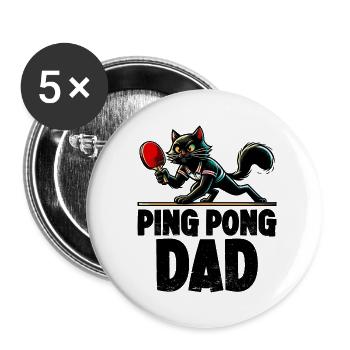 Table Tennis Katze Pingpong Black Cat Dad Outfit - Buttons groß 56 mm (5er Pack) - Weiß - Vorne