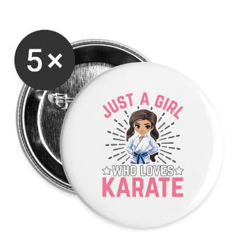 Juste une fille qui aime le karaté - Lot de 5 grands badges (56 mm) - blanc - Devant