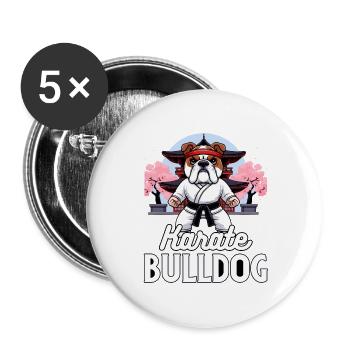 Karaté Bouledogue - Lot de 5 grands badges (56 mm) - blanc - Devant
