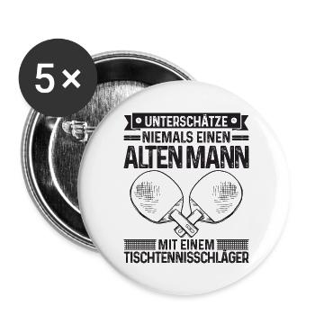 Unterschätze niemals einen alten Mann Opa - Buttons groß 56 mm (5er Pack) - Weiß - Vorne