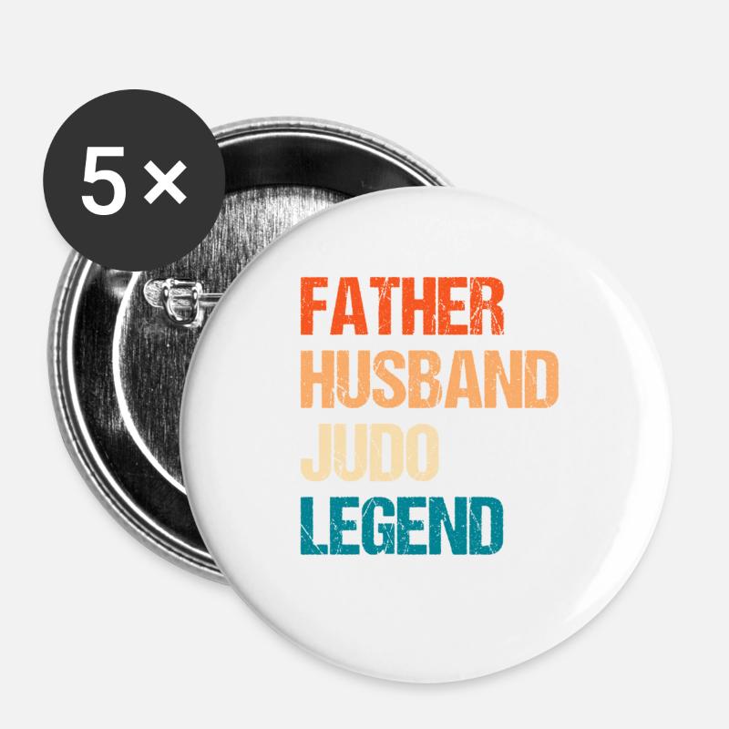 Father Husband Judo Legend - Buttons large 2.2''/56 mm (5-pack) - white