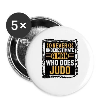 Ne sous-estimez jamais un homme qui fait du judo - Lot de 5 grands badges (56 mm) - blanc - Devant