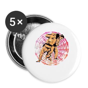 Judo - Lot de 5 grands badges (56 mm) - blanc - Devant