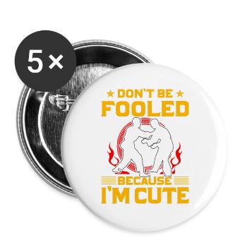 Ne vous laissez pas berner parce que je suis mignon - Lot de 5 grands badges (56 mm) - blanc - Devant