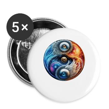 Yin Yang - Buttons groß 56 mm (5er Pack) - Weiß - Vorne