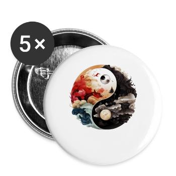 Yin Yang - Buttons groß 56 mm (5er Pack) - Weiß - Vorne