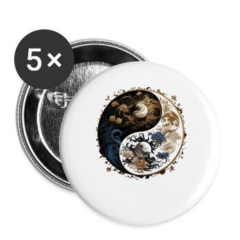 Yin Yang - Buttons groß 56 mm (5er Pack) - Weiß - Vorne