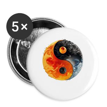 Yin Yang - Buttons groß 56 mm (5er Pack) - Weiß - Vorne