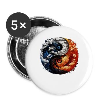 Yin Yang - Buttons groß 56 mm (5er Pack) - Weiß - Vorne