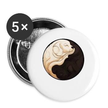 Yin Yang Welpe - Buttons groß 56 mm (5er Pack) - Weiß - Vorne