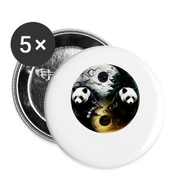 Yin Yang Panda - Buttons groß 56 mm (5er Pack) - Weiß - Vorne