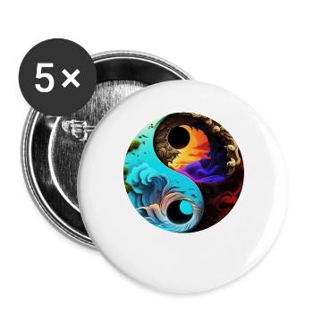 Yin Yang - Buttons groß 56 mm (5er Pack) - Weiß - Vorne
