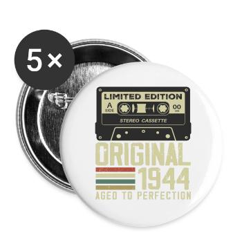 80. Jubiläumsgeschenk im Retro-Stil 1944 - Buttons groß 56 mm (5er Pack) - Weiß - Vorne