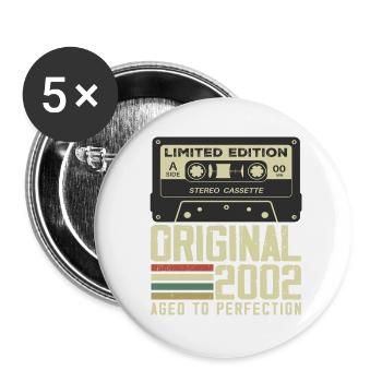 22nd Retro Style Anniversary Gift 2002 - Buttons large 2.2''/56 mm (5-pack) - white - Front