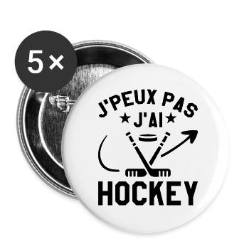Ich kann nicht Eishockey - Buttons groß 56 mm (5er Pack) - Weiß - Vorne