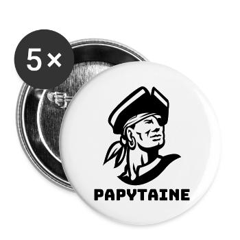 Papytaine Capitaine De Navire Marin Homme Captain - Lot de 5 grands badges (56 mm) - blanc - Devant