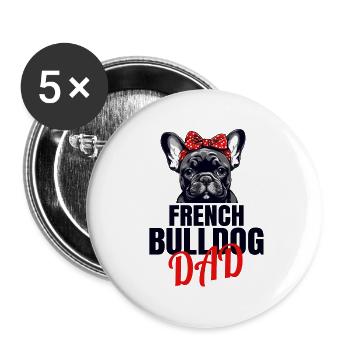 Französische Bulldogge, French Bulldog, Frenchie - Buttons groß 56 mm (5er Pack) - Weiß - Vorne