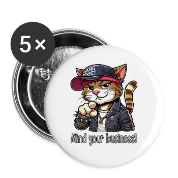Mind your business! - Buttons large 2.2''/56 mm (5-pack) - white - Front
